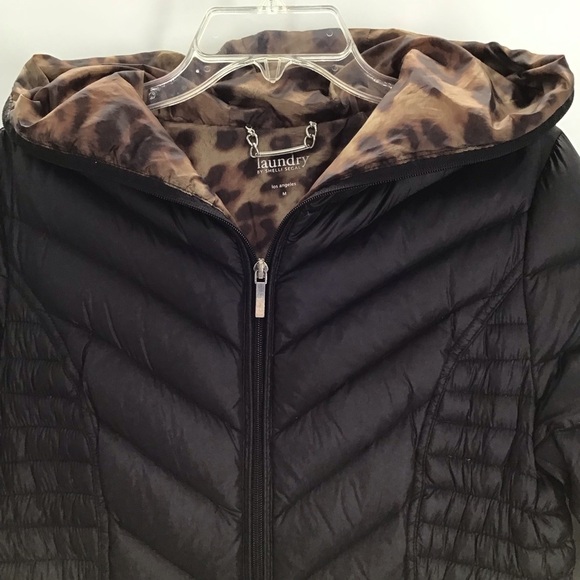 Laundry By Shelli Segal Down Puffer Jacket Lightweight Packable Black Size Med - Picture 9 of 10